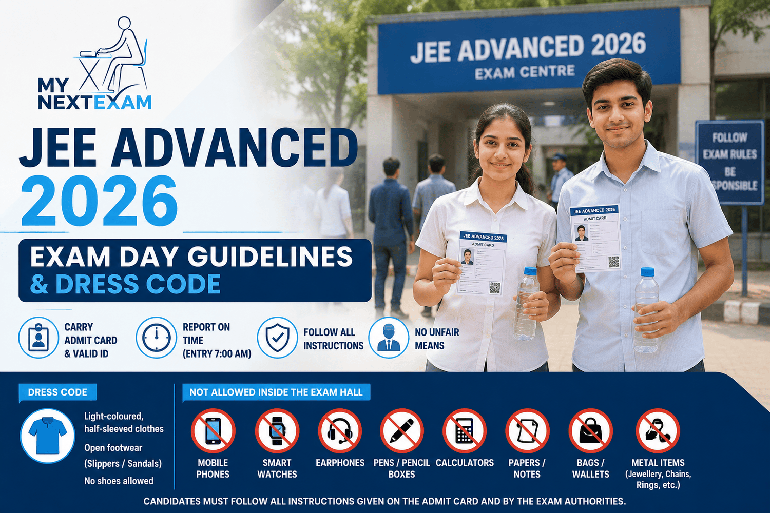 JEE Advanced 2026 Exam Day Guidelines & Dress Code